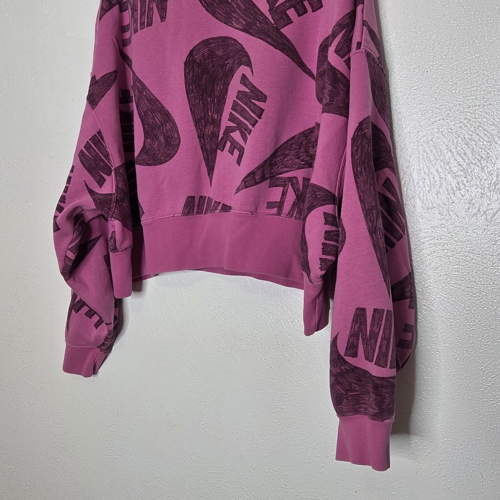 Nike Women's Pink Graphic Crew Neck Sweater - Picture 6 of 14